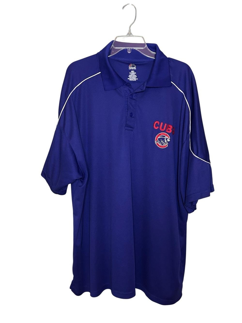 Majestic Chicago Cubs Blue Performance Polo Shirt 3XL MLB Embroidered